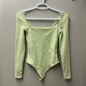 Babaton Contour Square Neck Green Bodysuit